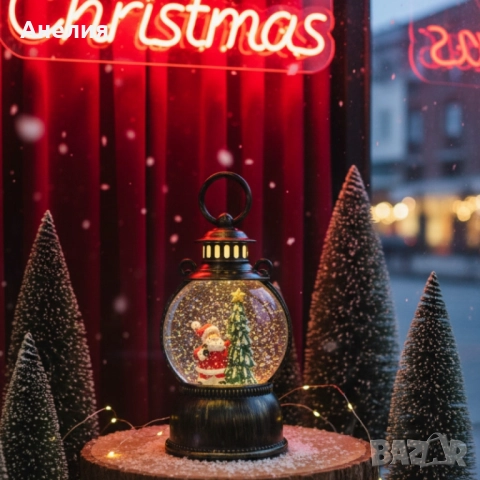 Голям Led коледен фенер с ефект на падащ сняг, снимка 4 - Декорация за дома - 52229841