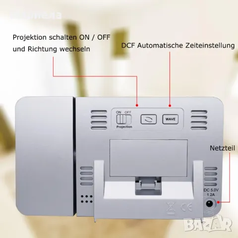 Проекционен Часовник / Час/Дата/Ден/Температура/Влага, снимка 7 - Други - 50255125