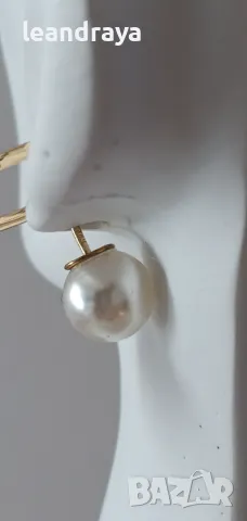 Обеци с големи перли и сърце, снимка 6 - Обеци - 49021935