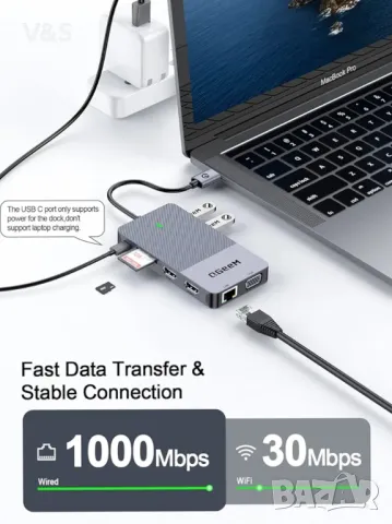 Докинг станция 11 в 1, USB 3.0, HDMI, Сив, снимка 9 - Лаптоп аксесоари - 47454079