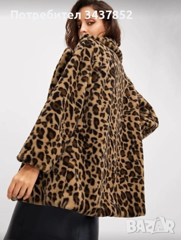 Палто с леопардов принт с френска яка , снимка 3 - Палта, манта - 53487824