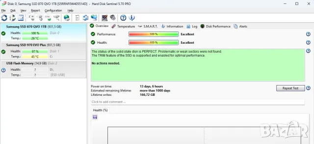 SSD Samsung 1TB QVO почти нов, снимка 2 - Твърди дискове - 55952177