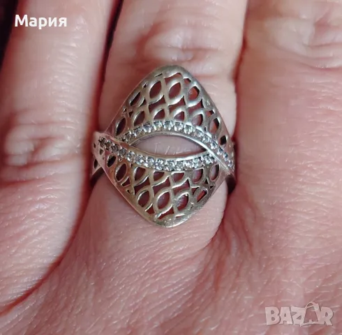 Сребърен пръстен с циркониеви камъчета, снимка 5 - Пръстени - 49810140