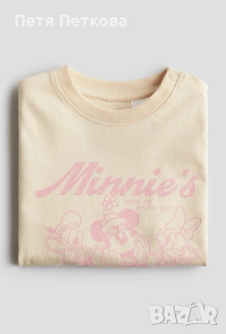 H&M НОВА тениска с принтиран мотив “Minnie Mouse” размер: 80, снимка 2 - Бебешки блузки - 51742954
