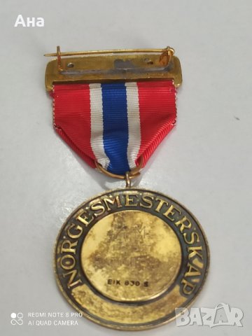 норвежки сребърен медал с позлата , снимка 4 - Антикварни и старинни предмети - 42119812