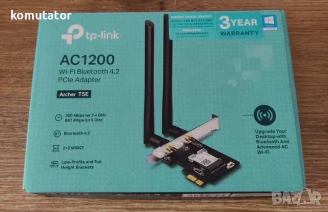 мрежови адаптер PCIe,Wi-Fi+BT,TP-Link Archer T5E AC1200