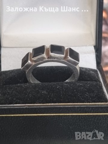 Сребърен пръстен с оникс 925 , снимка 2 - Пръстени - 41743021
