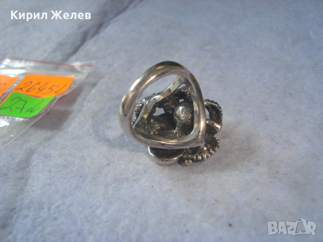 НЕО-ГОТИЧЕСКИ ФИГУРАЛЕН ЗМИЕВИДЕН КРИСТАЛЕН ПЕРЛЕН ПОСРЕБРЕН ПРЪСТЕН 26454, снимка 12 - Пръстени - 36421748