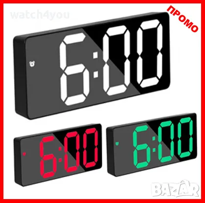 СВЕТЕЩ LED ЧАСОВНИK С ГОЛЕМИ ЦИФРИ НА ТОК ИЛИ БАТЕРИИ, ТЕРМОМЕТЪР БУДИЛНИК АЛАРМА.СВЕТЕЩИ ЧАСОВНИЦИ​