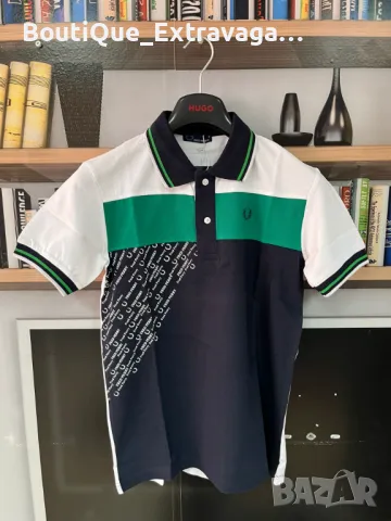Мъжка тениска Fred Perry Polo White/Black/Green !!!