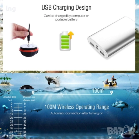 Продавам: Преносим безжичен сонарен сонар за риболов, снимка 5 - Такъми - 51453124