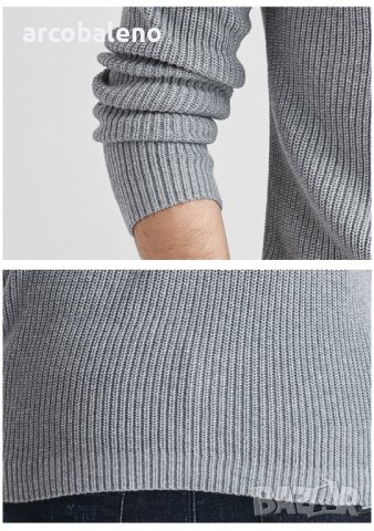 Мъжки пуловер с висока яка и тънка плетена жилетка, 3цвята - 023, снимка 16 - Пуловери - 38988632