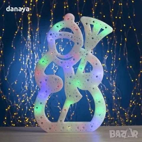 5458 Светеща коледна фигура Снежен човек с преливащи LED свeтлини, 42 см
