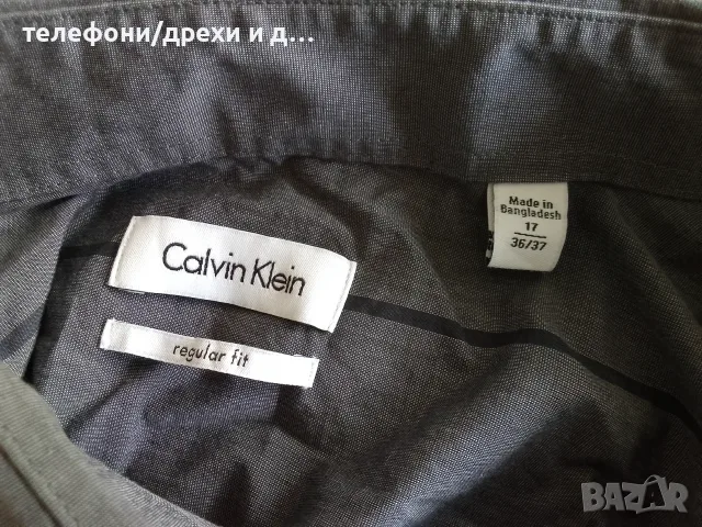 Оригинална памучна риза Calvin Klein Regular Fit (размер 17), снимка 3 - Ризи - 56057203