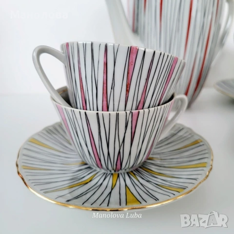 Сервиз за чай или дълго кафе Китка Нови Пазар., снимка 7 - Антикварни и старинни предмети - 53449358