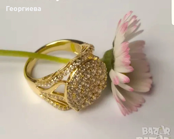  дамски пръстен със златно покритие , снимка 3 - Пръстени - 52070965