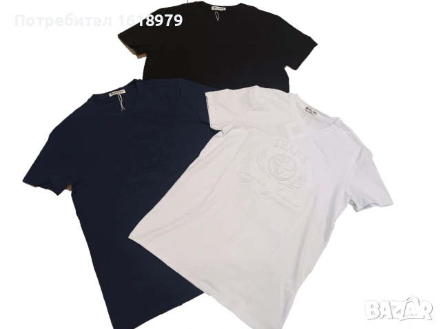 Мъжка тениска код 18 - бяла, черна  и тъмно синя