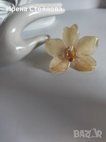 Регулируем пръстен с естествен цвят на орхидея , снимка 2 - Пръстени - 53738081