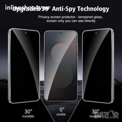 Privacy 5D Стъклен протектор за Samsung Galaxy S25 FE - Anti Spy, снимка 4 - Фолия, протектори - 51896126