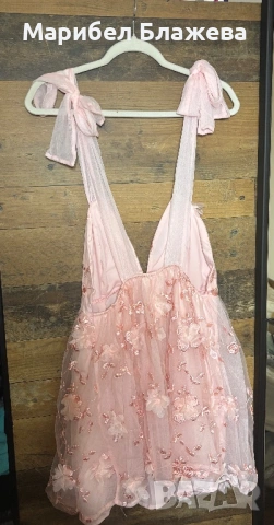 Розова рокля на цветя, снимка 2 - Рокли - 53786206