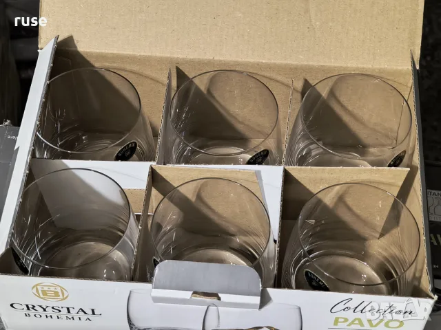НОВИ! Комплект чаши за уиски Crystal Bohemia Pavo 290 ml ниски чаши за вода 6 броя, снимка 6 - Сервизи - 56117588