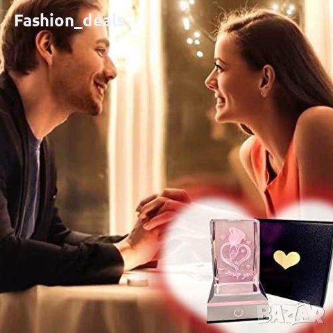 Нова 3D роза и сърце Кристал Многоцветна нощна светлина/Декорация Подарък, снимка 7 - Други - 41444662