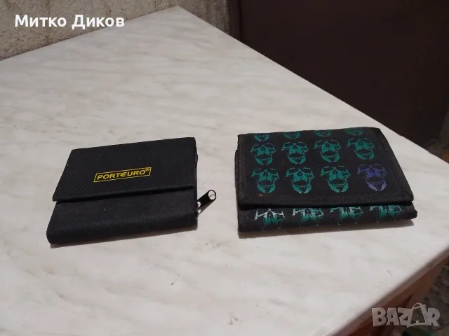 Портфейли промазан плат Porteuro 117х105мм за различни монети евро и банкноти  и черепи 130х 108мм