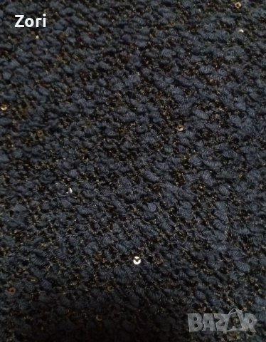 ТЪМНОСИНЯ блуза плетиво от рехаво еластично букле с пайети в нишката, снимка 2 - Блузи с дълъг ръкав и пуловери - 44395098