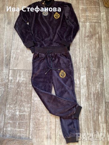 Спортно елегантен нов сет комплект от две части анцунг плюш кадифе плюшен детски костюм 11 12 години