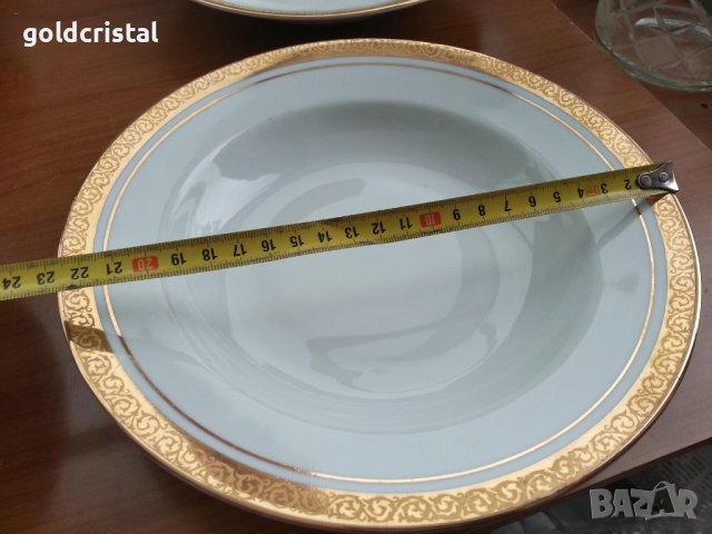 Стар български порцелан чинии с златен кант , снимка 9 - Антикварни и старинни предмети - 39897654