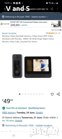 Видео Домофон Камера, 1080P HD Smart WiFi Видео Домофон с Широкоъгълно Нощно Видение, 2 Посочно Ауди