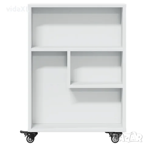 vidaXL Тясна количка за съхранение, бяла, 48x13x68 см, инженерно дърво, снимка 4 - Кутии за съхранение - 56148188