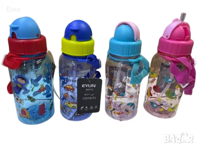 Цветна детска бутилка за вода с вградена сламка, снимка 3 - Други стоки за дома - 48701742