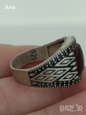 Красив сребърен пръстен маркиран # ДЖ, снимка 2 - Пръстени - 44321033