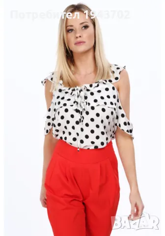 Дамска блуза с ефектни ръкави в цвят крем MP28805, снимка 4 - Корсети, бюстиета, топове - 48119076