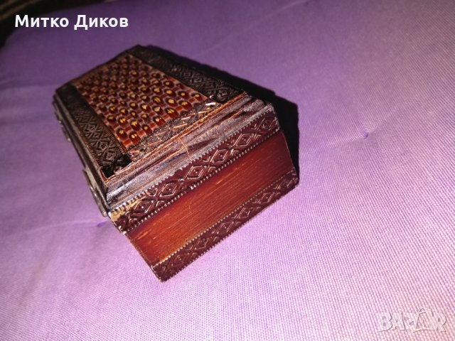 Дървена кутия от соца ръчна изработка с метален обков 140х70х50мм, снимка 4 - Декорация за дома - 34656480