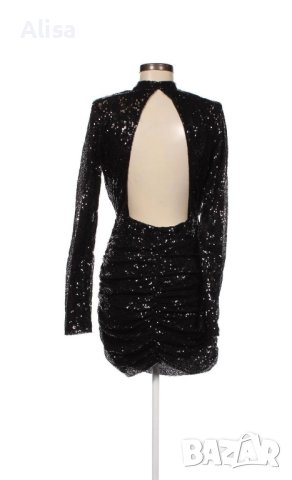 Черна рокля с паети, снимка 2 - Рокли - 41783307