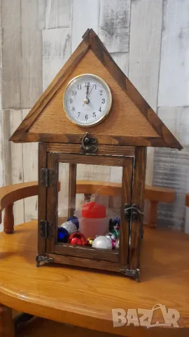 Дървена тематична къщичка с часовник , снимка 2 - Декорация за дома - 46090176