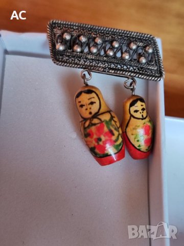 Сребърна значка, матрьошки, снимка 2 - Антикварни и старинни предмети - 41078498