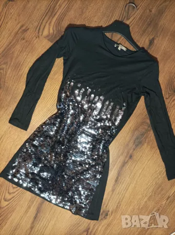 НОВО - Patrizia Pepe рокля по тялото /туника/ или блуза с пайети, снимка 3 - Рокли - 48295384