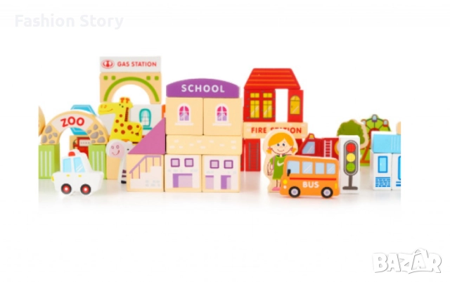 Комплект дървени блокчета, 120 части, снимка 5 - Конструктори - 51546711