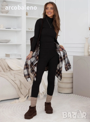 Дамски комплект от оребрена блуза с поло яка и клин от Milly, 4цвята , снимка 8 - Комплекти - 52109927