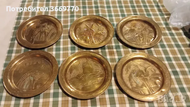 6 Винтидж чинии месинг Ориент, снимка 1