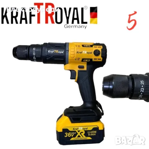 5в1 Универсален Инструменти с 5 Приставки Сменяеми Глави KRAFTROYAL 36V Водоструйка Винтоверт Гайков, снимка 7 - Винтоверти - 47628031