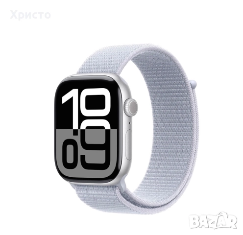 НОВ!!! Apple Watch 10 GPS, Silver Aluminum Case 46 мм, Blue Cloud Sport Loop