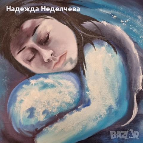 "Невинност" - авторска картина с маслени бои, снимка 2 - Картини - 44811004