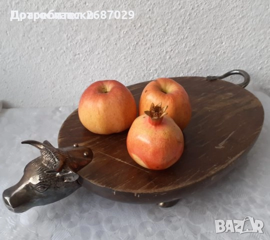 Красива голяма стара Дървена чиния - поднос, бик, маса, битова декорация, битов кът, снимка 5 - Други - 46364934