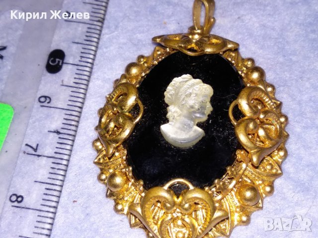 СТАРИННА ПОЗЛАТЕНА БРОНЗОВА КАМЕЯ ВИКТОРИАНСКИ СТИЛ ЮВЕЛИРНА РЪЧНА ИЗРАБОТКА РЕТРО БИЖУ 36462, снимка 7 - Антикварни и старинни предмети - 39944929