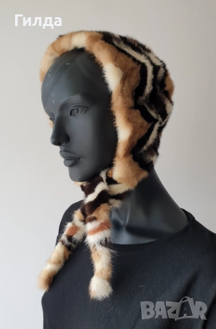 шапка естествен косъм норка визон S, снимка 3 - Шапки - 52751253