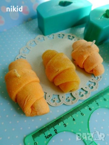 3D кроасан кифла малък силиконов молд форма фондан гипс шоколад свещ, снимка 3 - Форми - 41339336